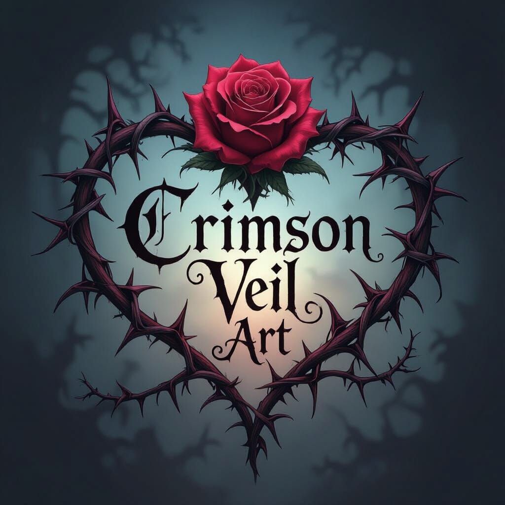 Gothic Rose Heart Art with Thorny Vines