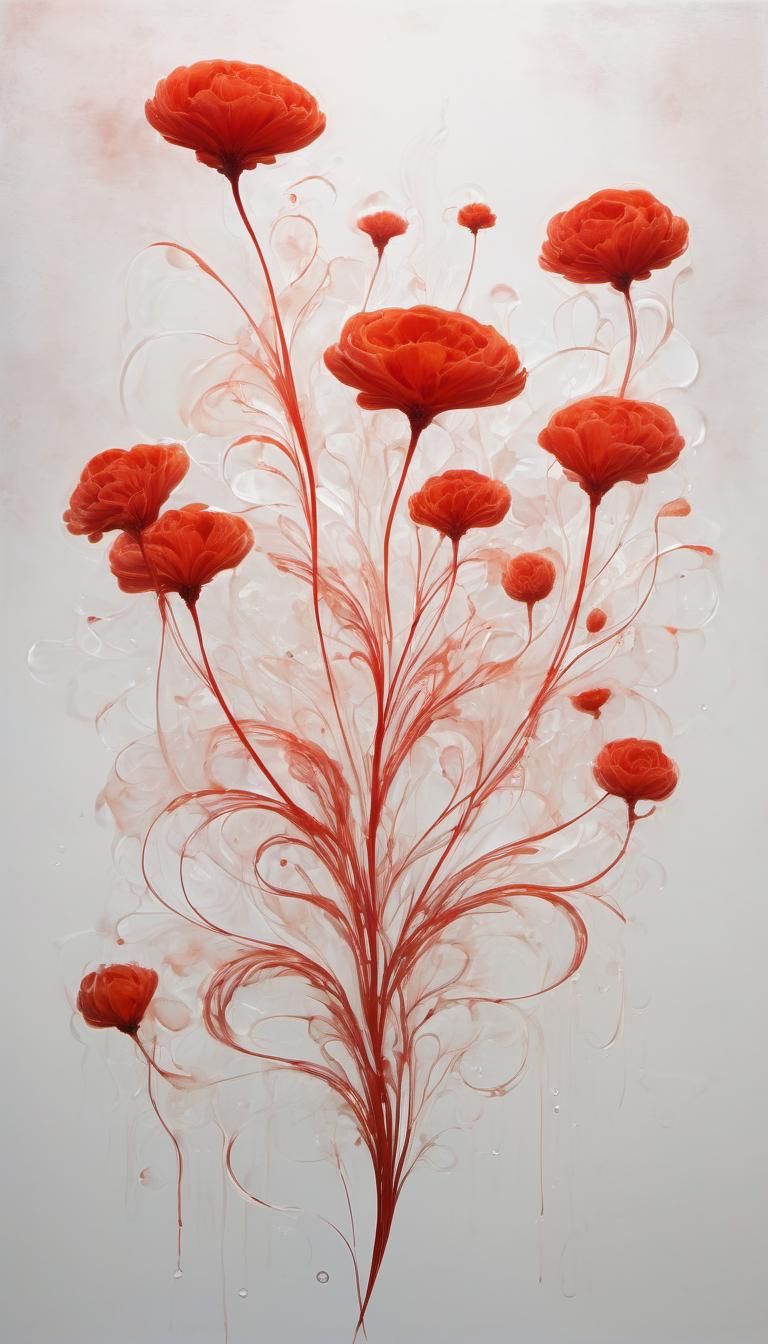 Ethereal Seaswirls: Minimal Floral Abstract Art
