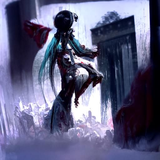 Hatsune Miku in Dark Engraving Style