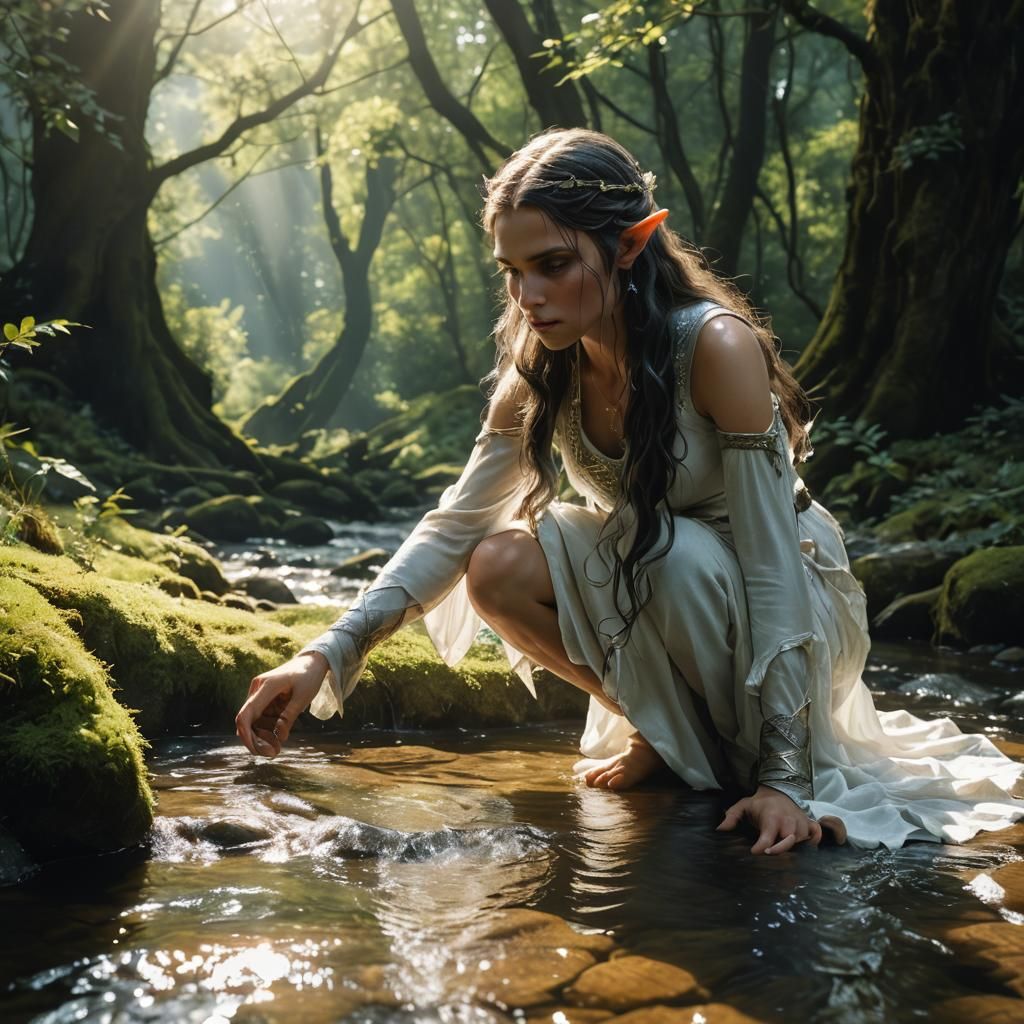 Beautiful Elf Archer of Lorien by Stream