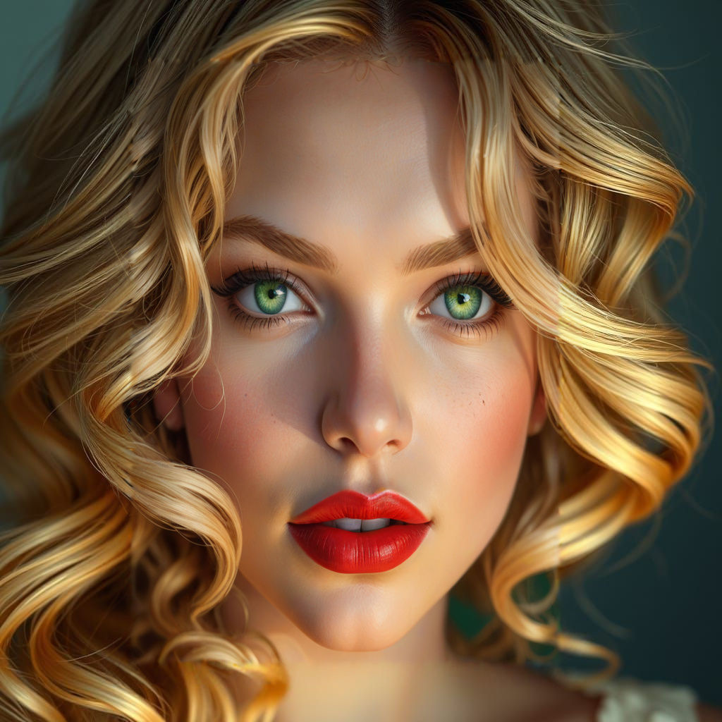 Elegant Hyper-Realistic Portrait with Vibrant Hair and Gradi...