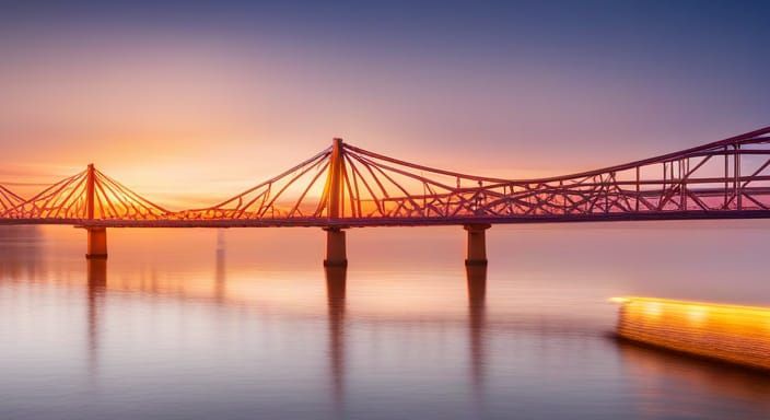 Sunrise over the Hooghly river bridge