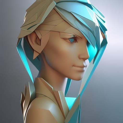 Origami Eden Portrait by Rutkowski, Artgerm, and Mucha