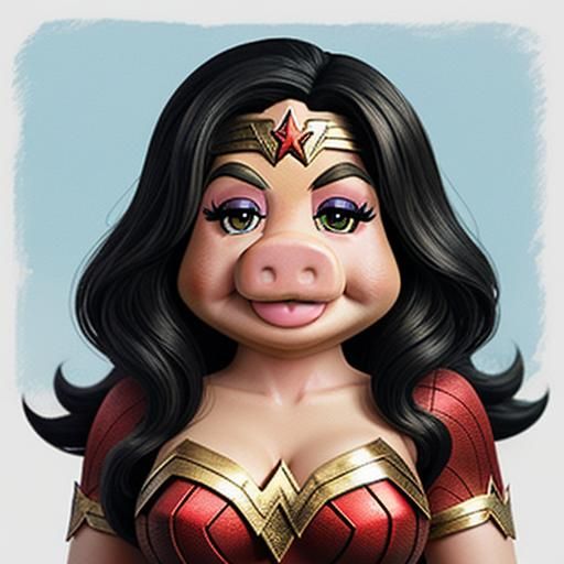Miss Piggy as Wonder Woman Mashup