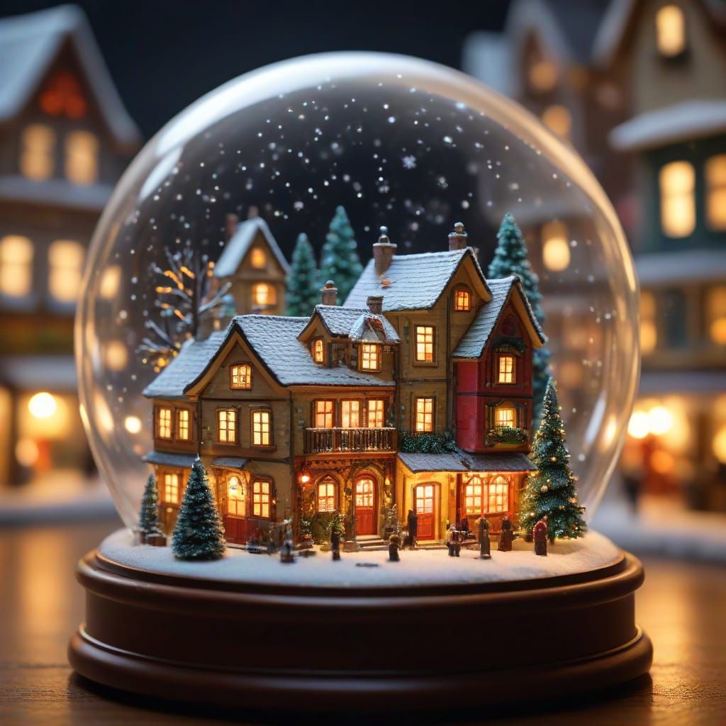 Miniature City Inside Christmas Ornament, Diorama Art