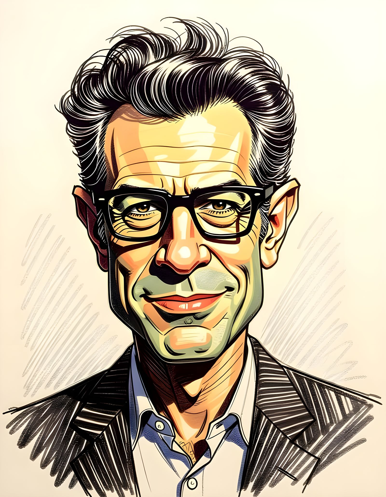 Hand Drawn Pencil Caricature Of Jeff Goldblum