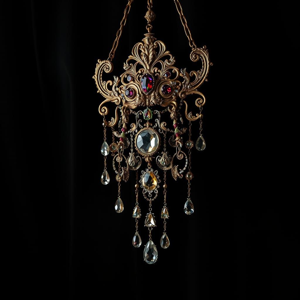 Luxurious Gothic Jewelry Piece in Hyperrealistic Detail