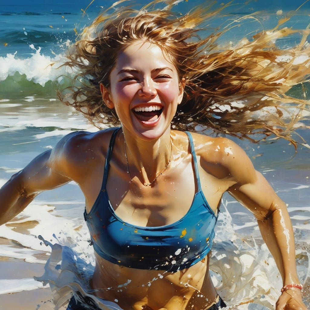 Sunny Celebration on the Seashore in Vibrant Fine Art