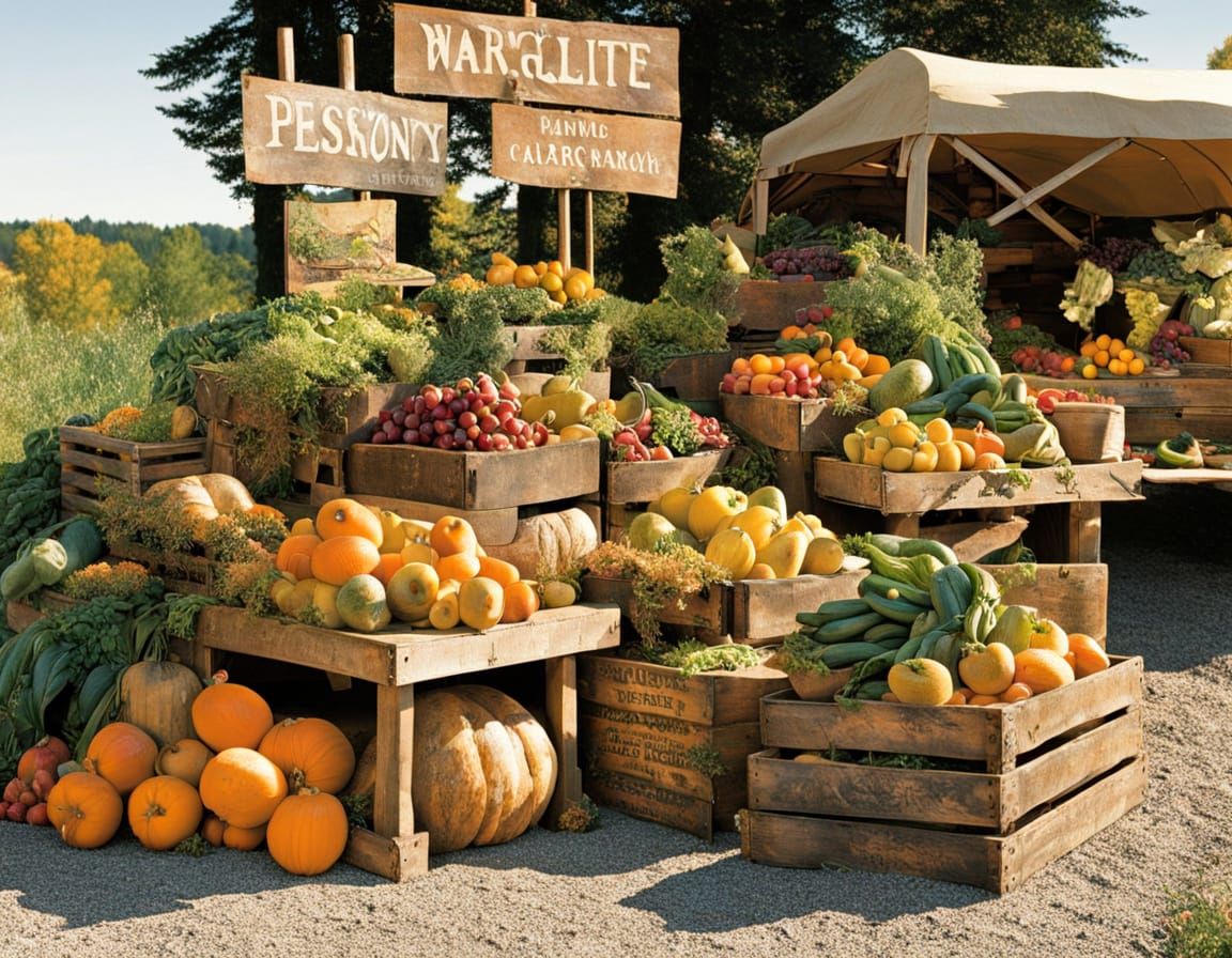 Rustic Roadside Market in Impressionist Style