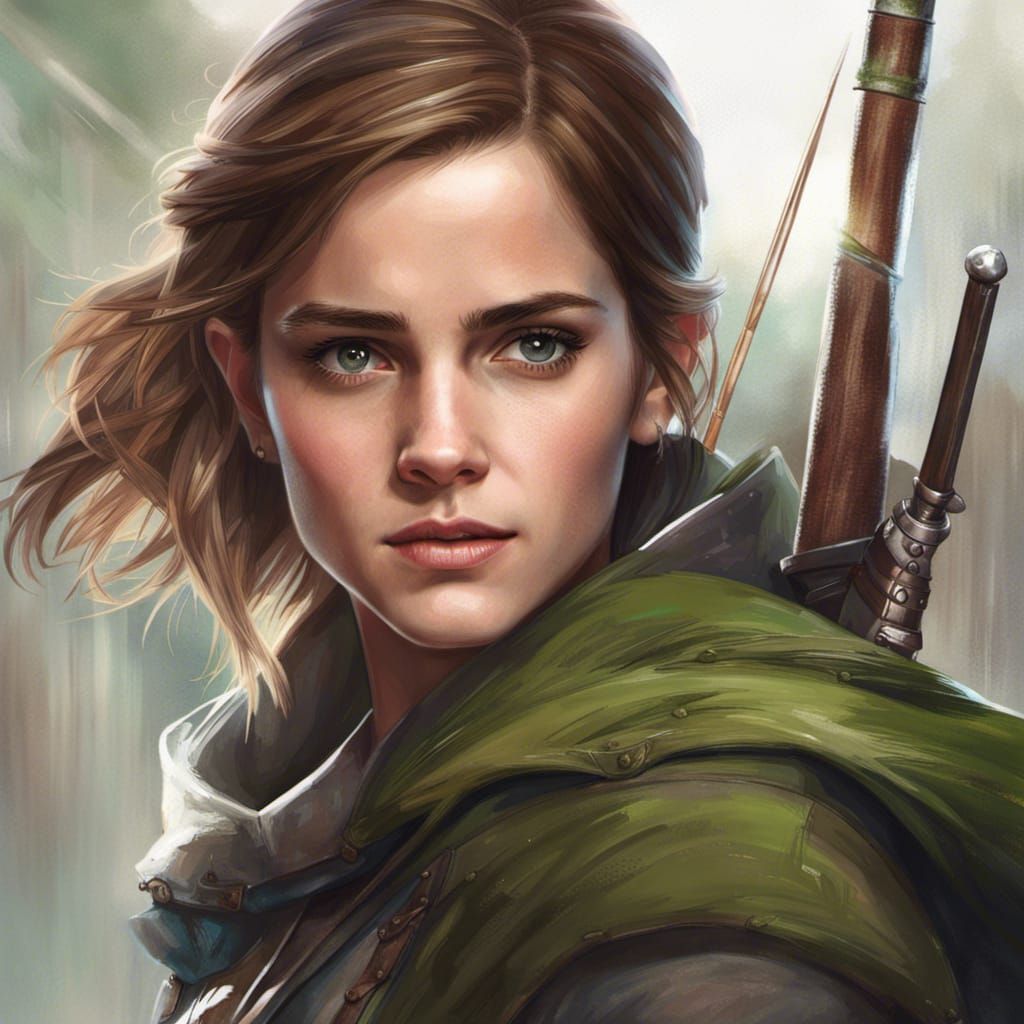 Emma Watson as Robin Hood Portrait in Digital Art Style
