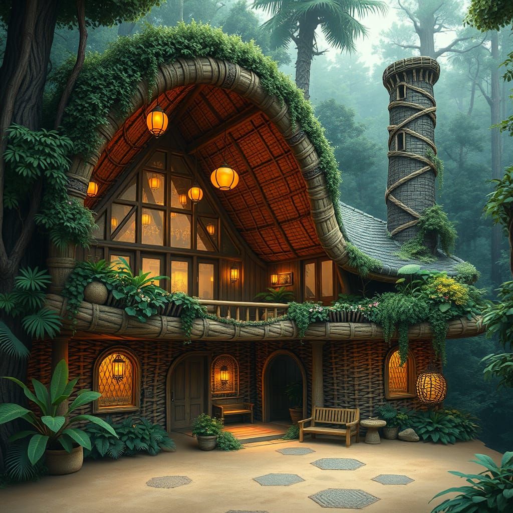 Enchanted Forest Lodge in Woven Basket Style