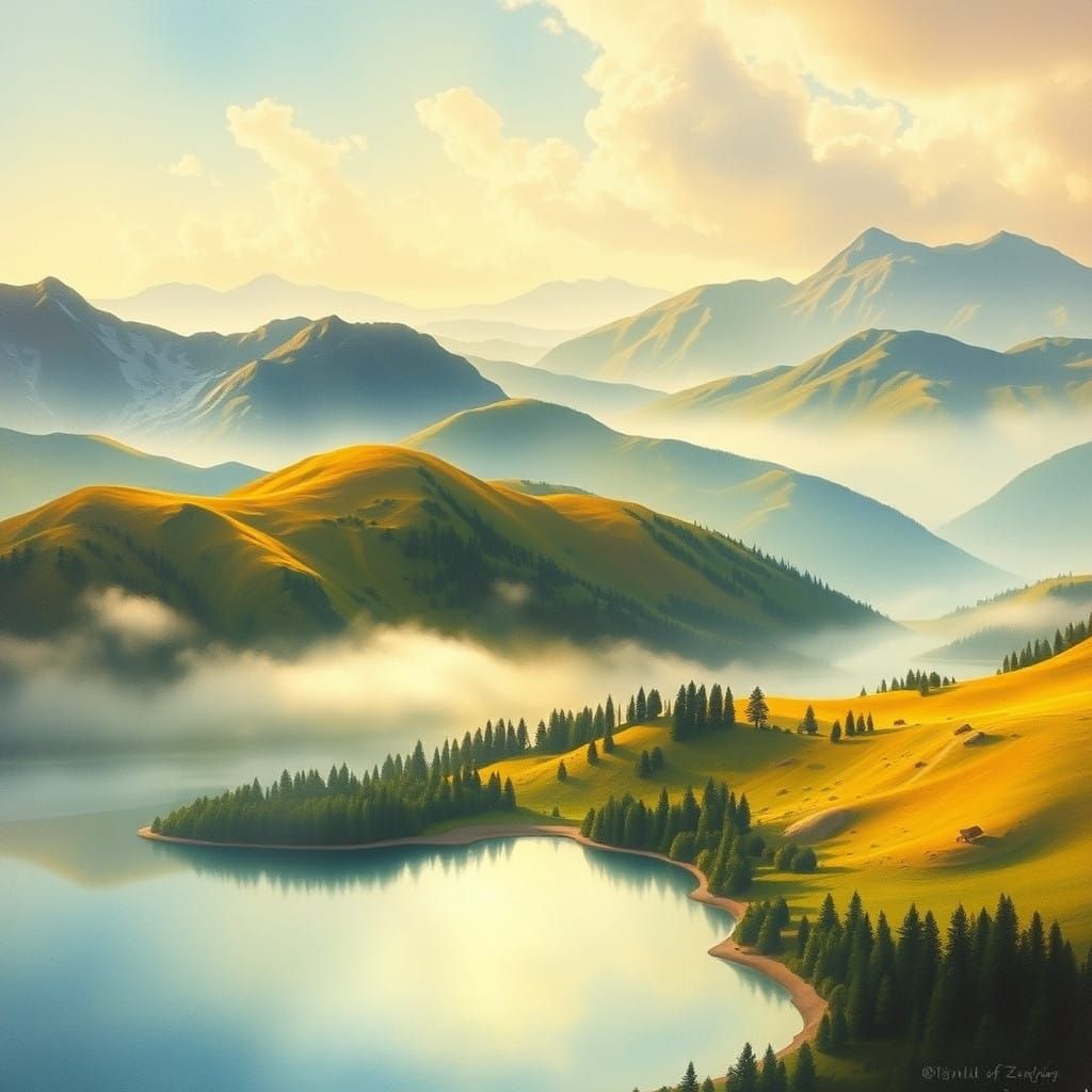 Idyllic Mountain Landscape in Ethereal Light