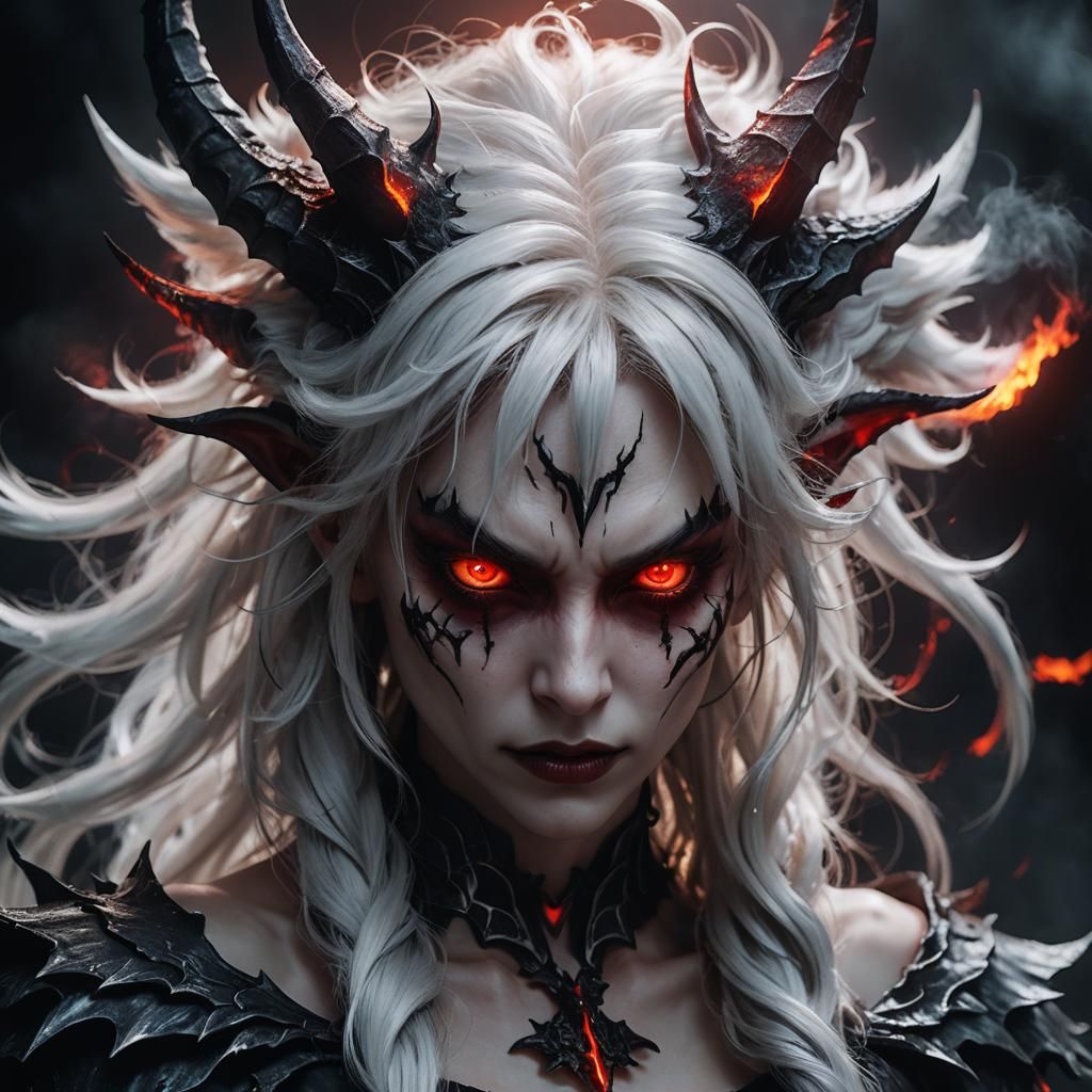 Dark Fantasy Demon Girl Portrait in 3D Anime Art
