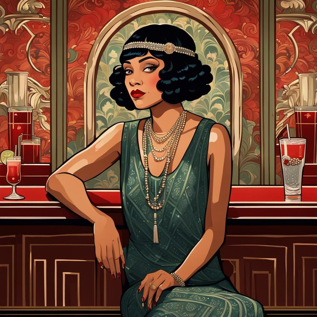 1920s Woman in Art Nouveau Bar