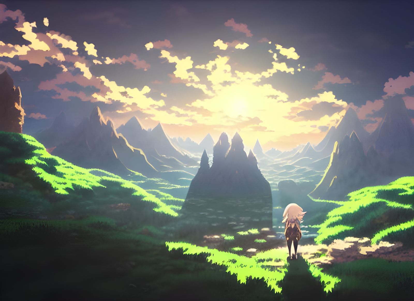 Anime-Style Adventure Scene: Zelda Inspiration