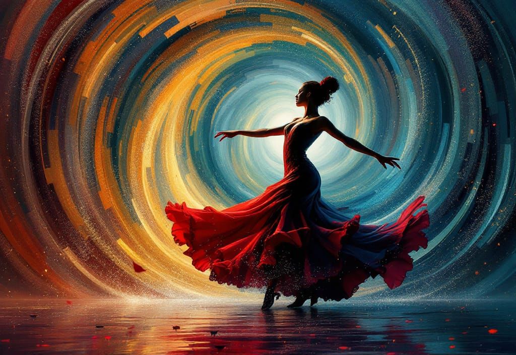 Flamenco Dancer in Vortex: Pop Art Screen Print