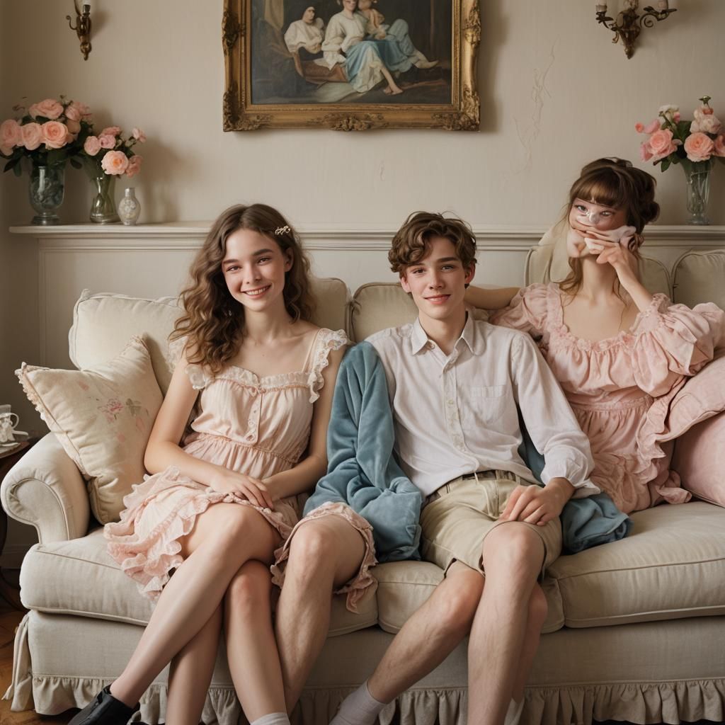 Boy Crossdressing, Sissy Transformation in Living Room