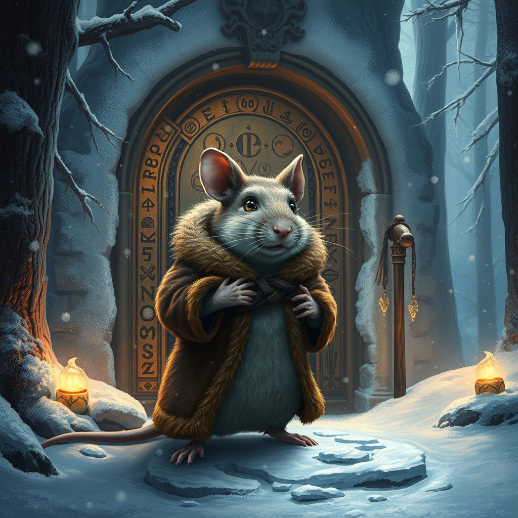 Door Mouse in Winter Forest: Matte Painting
