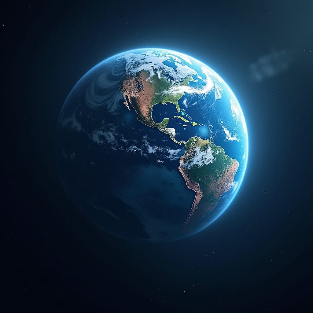 Earth from Space in a Hyper-Realistic Style