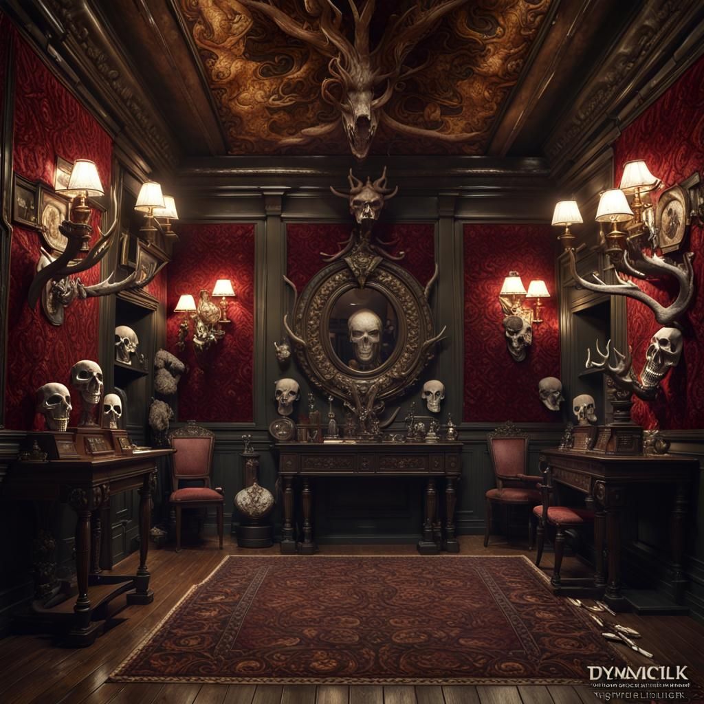 Hunting Trophy Room: Dark Fantasy Concept Art