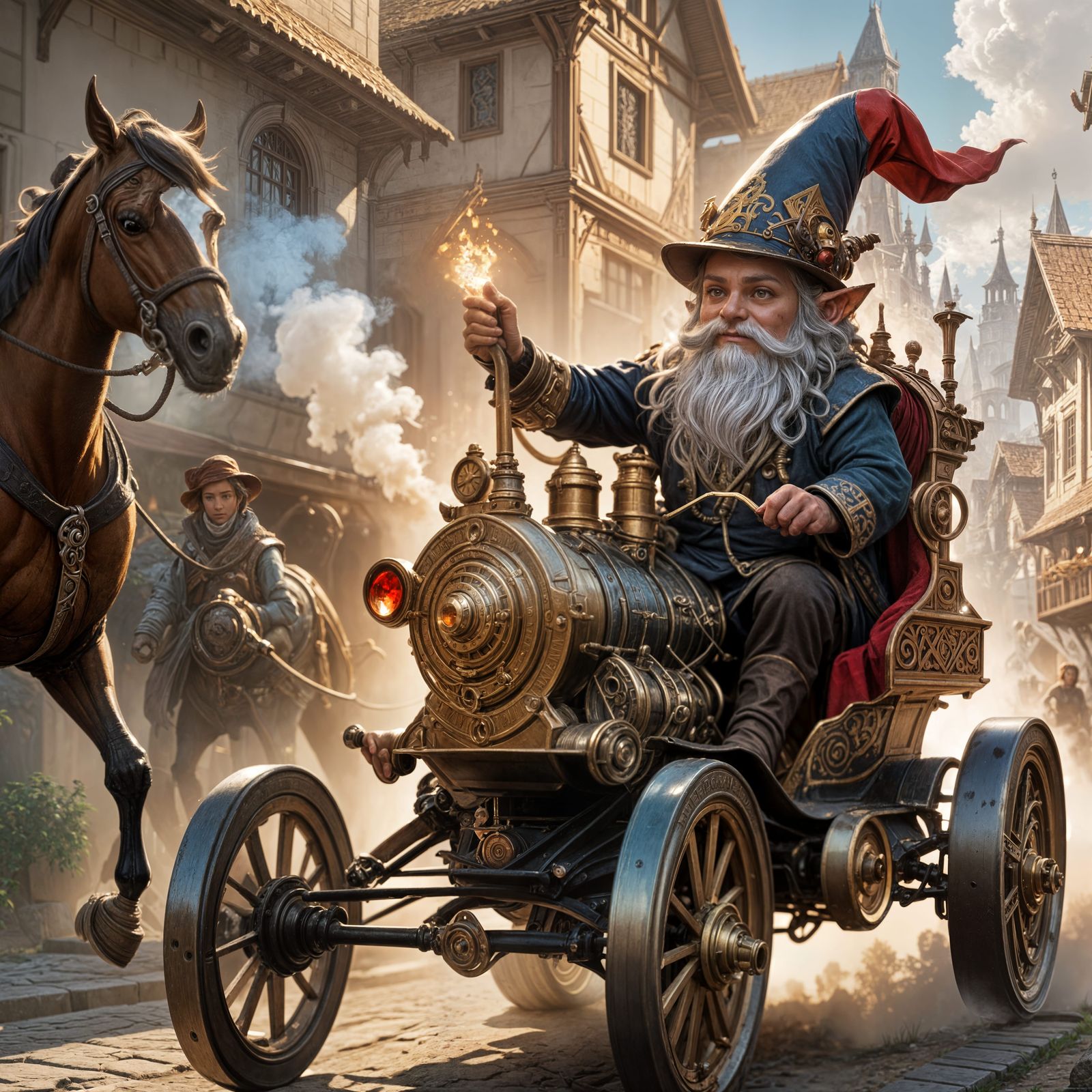 Gnome Artificer's Wild Ride: D&D Concept Art