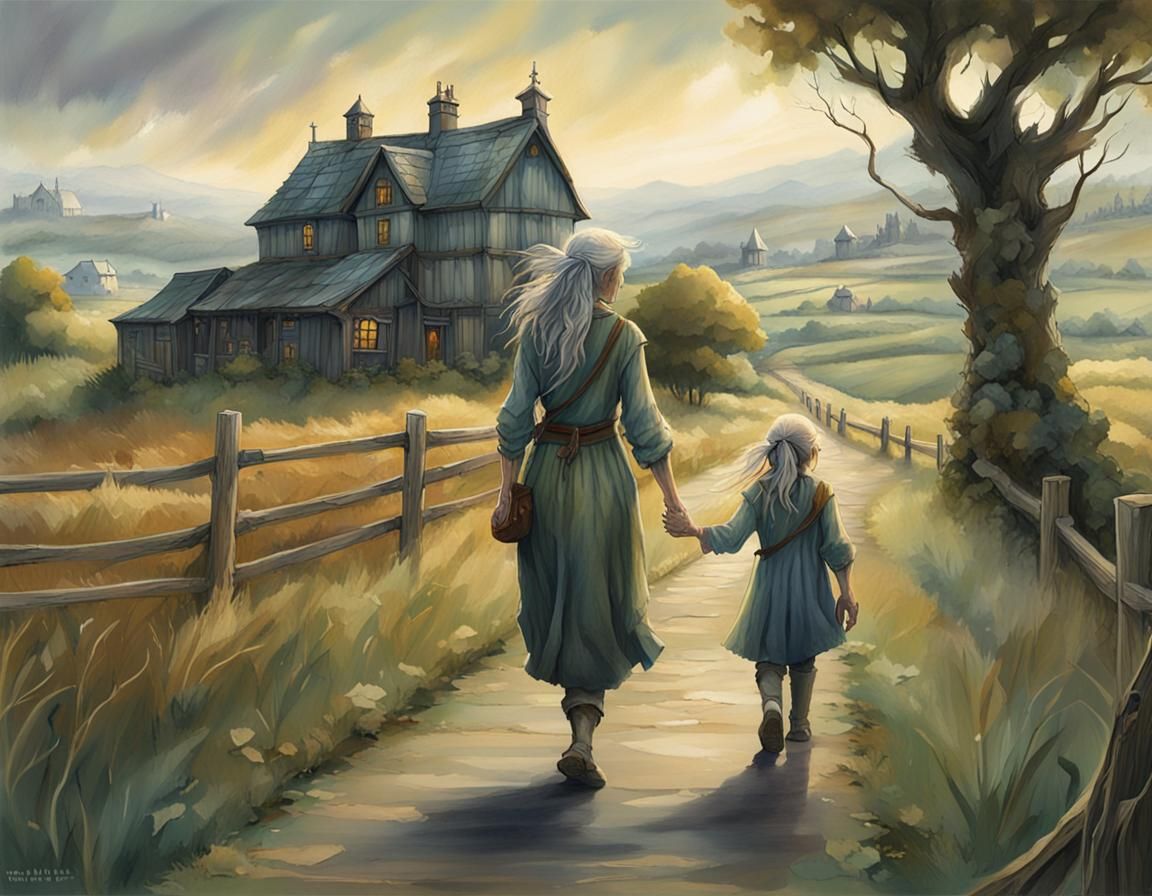 Walking home after visiting the weekly market day