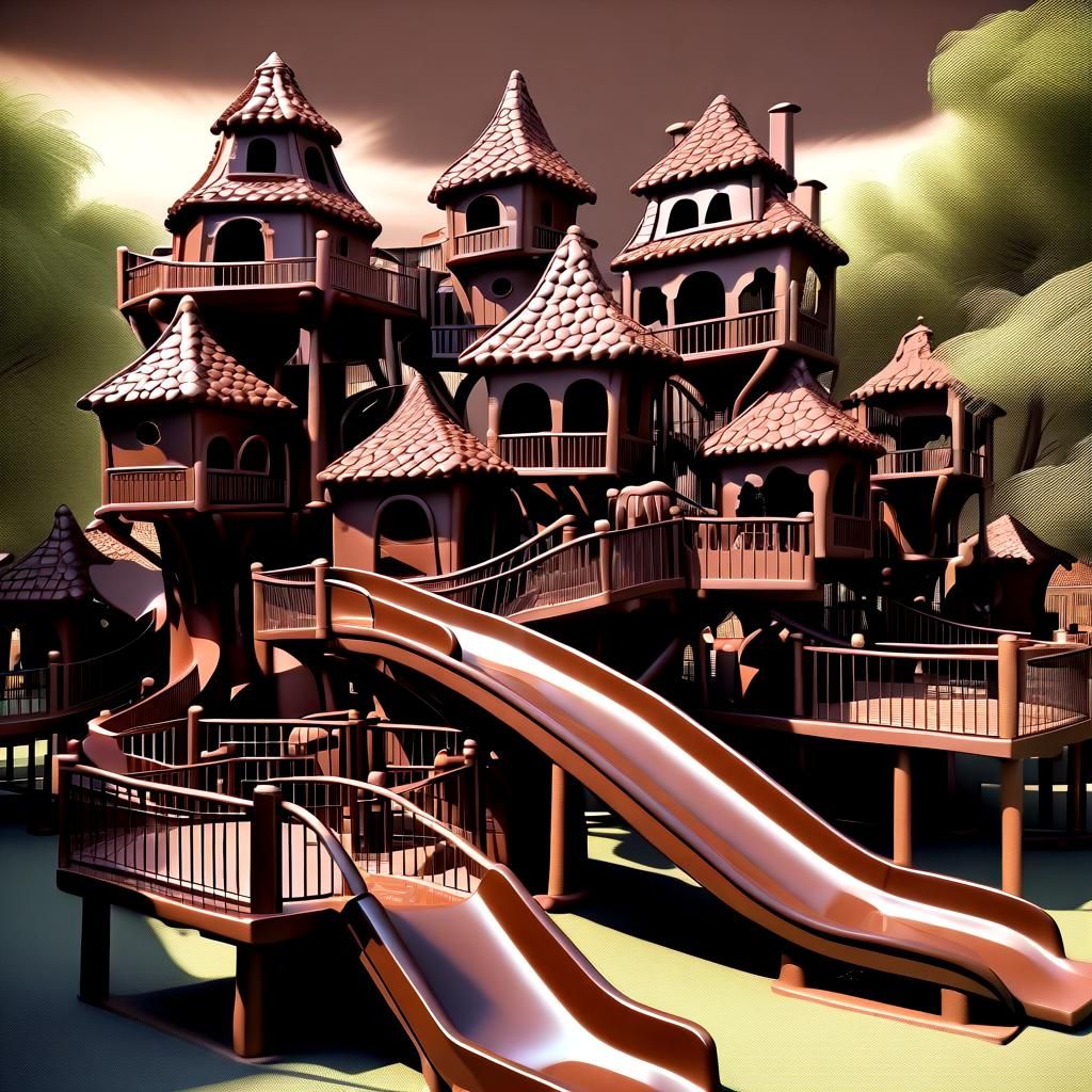 Chocolate Park with Chocolate Slides: Digital Matte Painting
