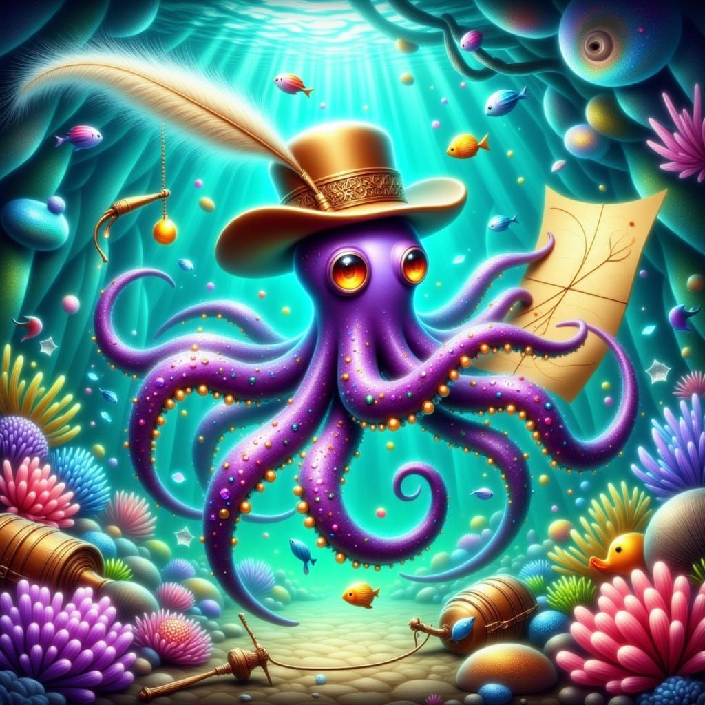 Surreal Underwater Odyssey in Vibrant Impasto Style