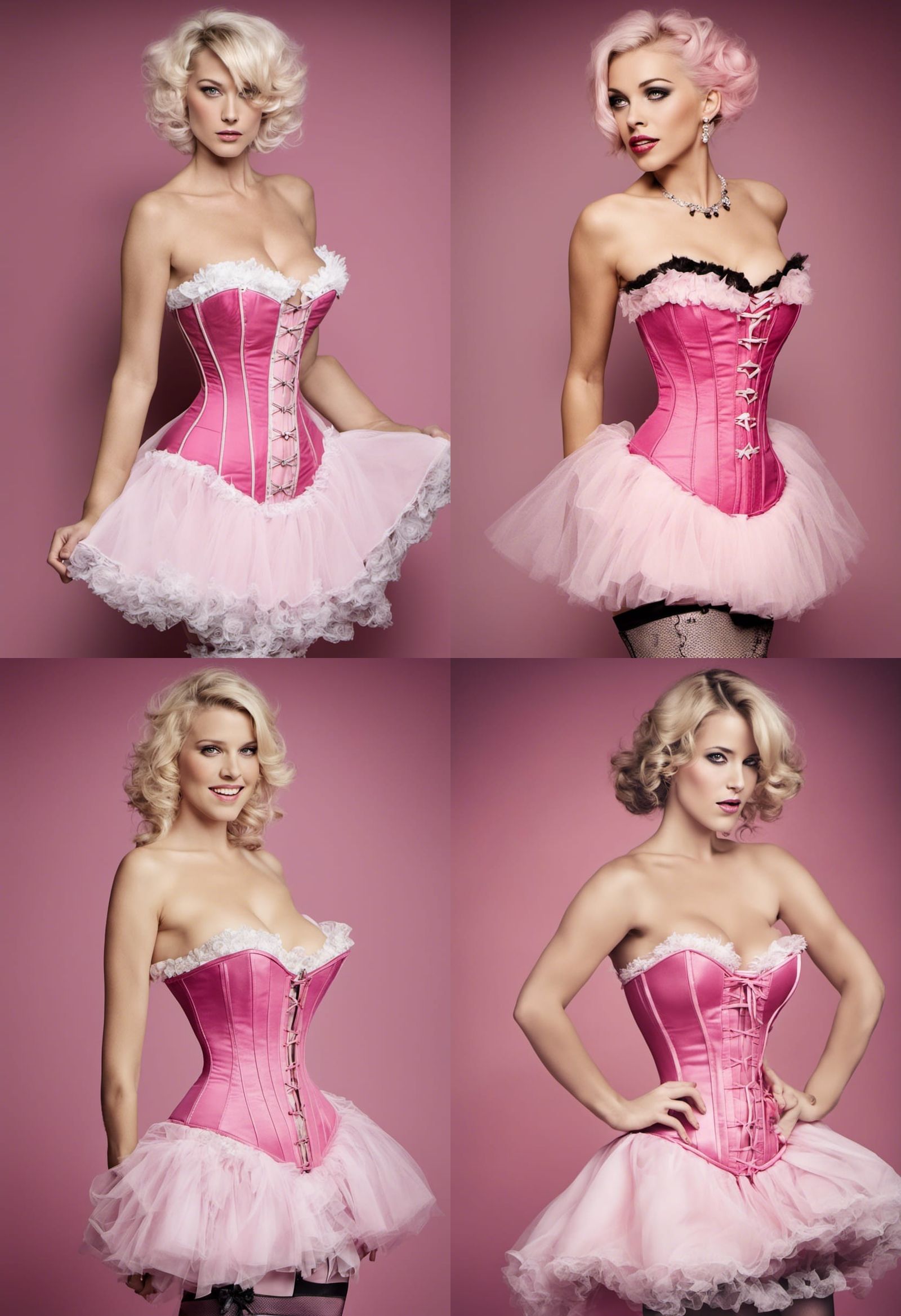 Pink Corset Dress and Stockings Digital Art