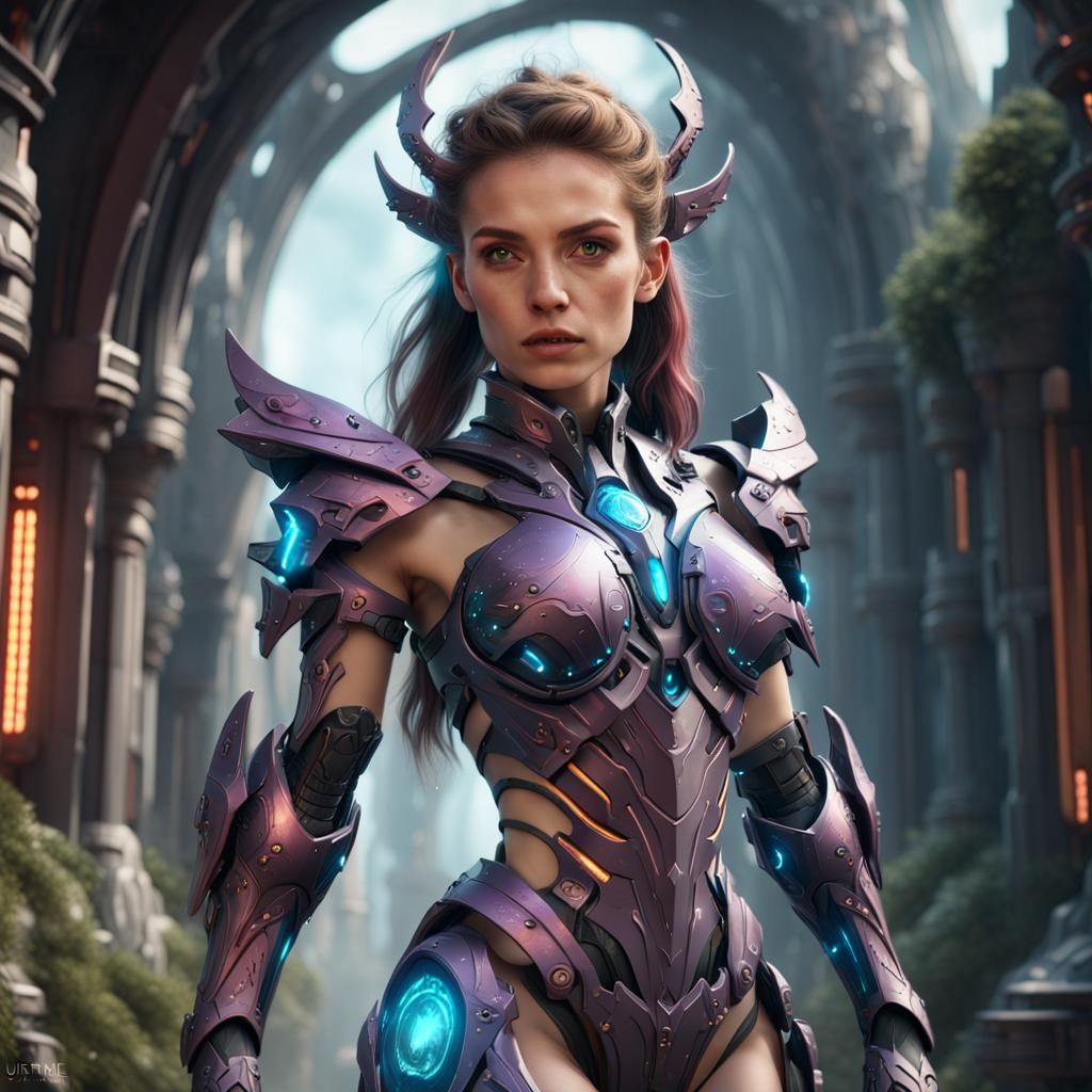 Fae Warrior in Futuristic Plasma Armor