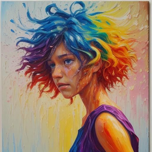 Colorful Textured Oil Painting in Neo-Impressionism Style