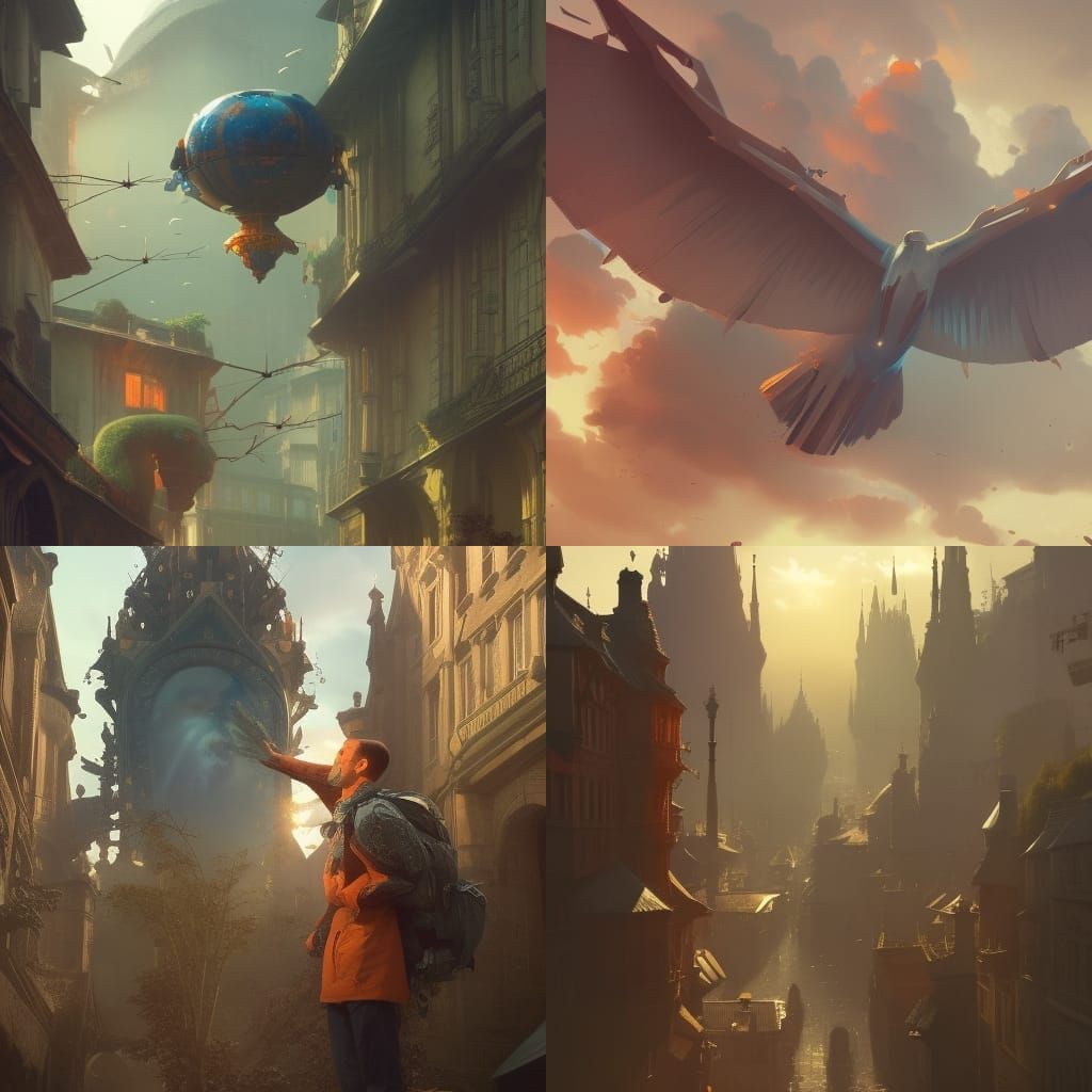 Boy's Plane Journey: Hyperdetailed Concept Art