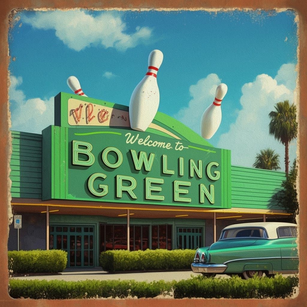 Retro Welcome to Bowling Green in Nostalgic Americana Style