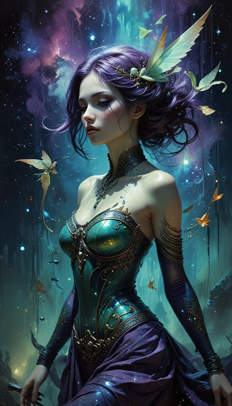 Cosmic Rusty Spatula in Ethereal Nebula