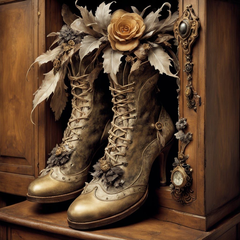Whimsical Shoe in an Antique Wardrobe