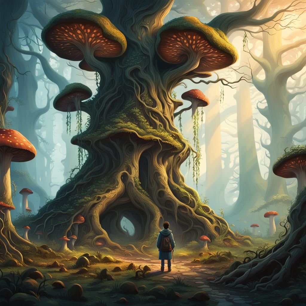 Tiny Person in Giant Forest: Matte Painting