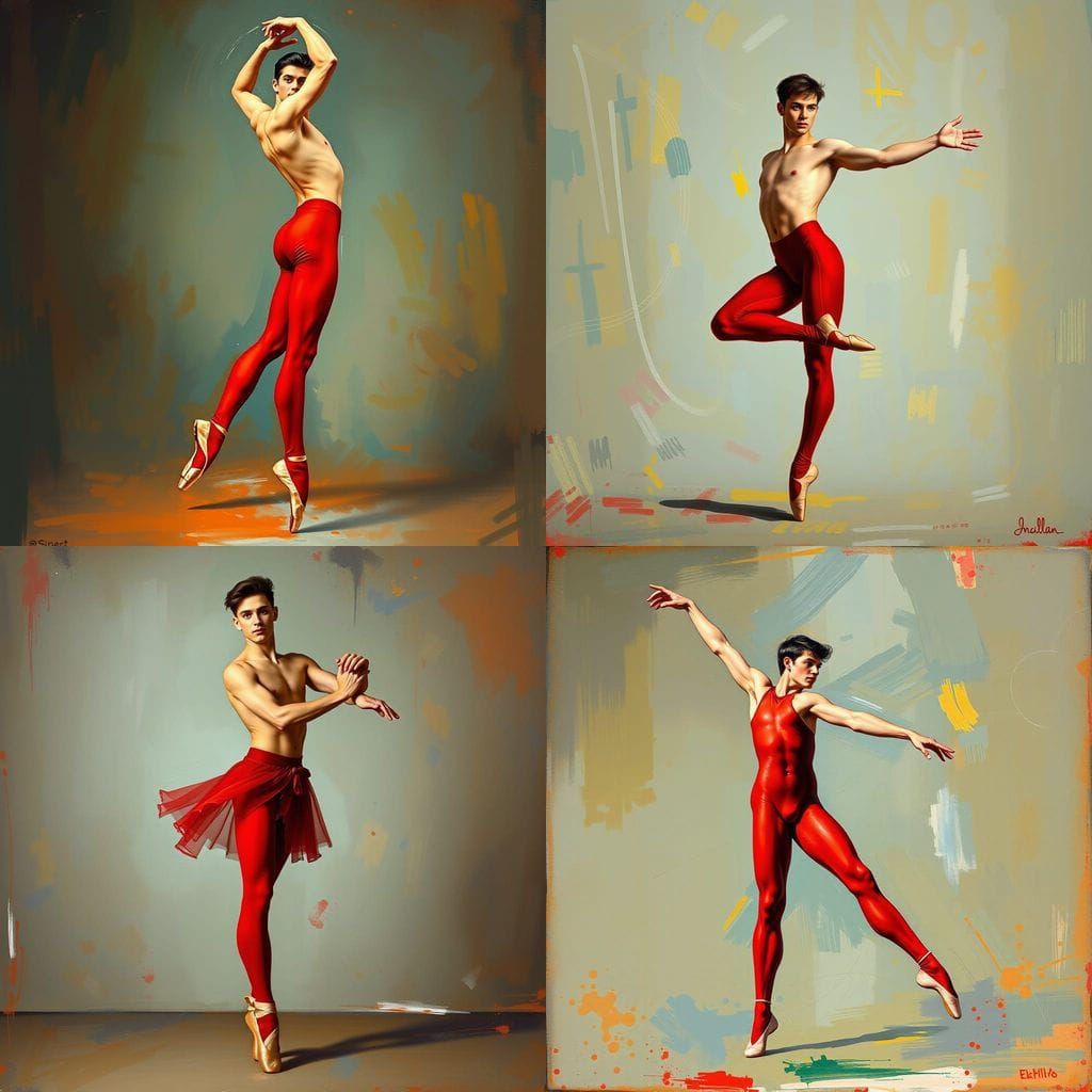 Classical Male Dancer in Red Pointe Shoes