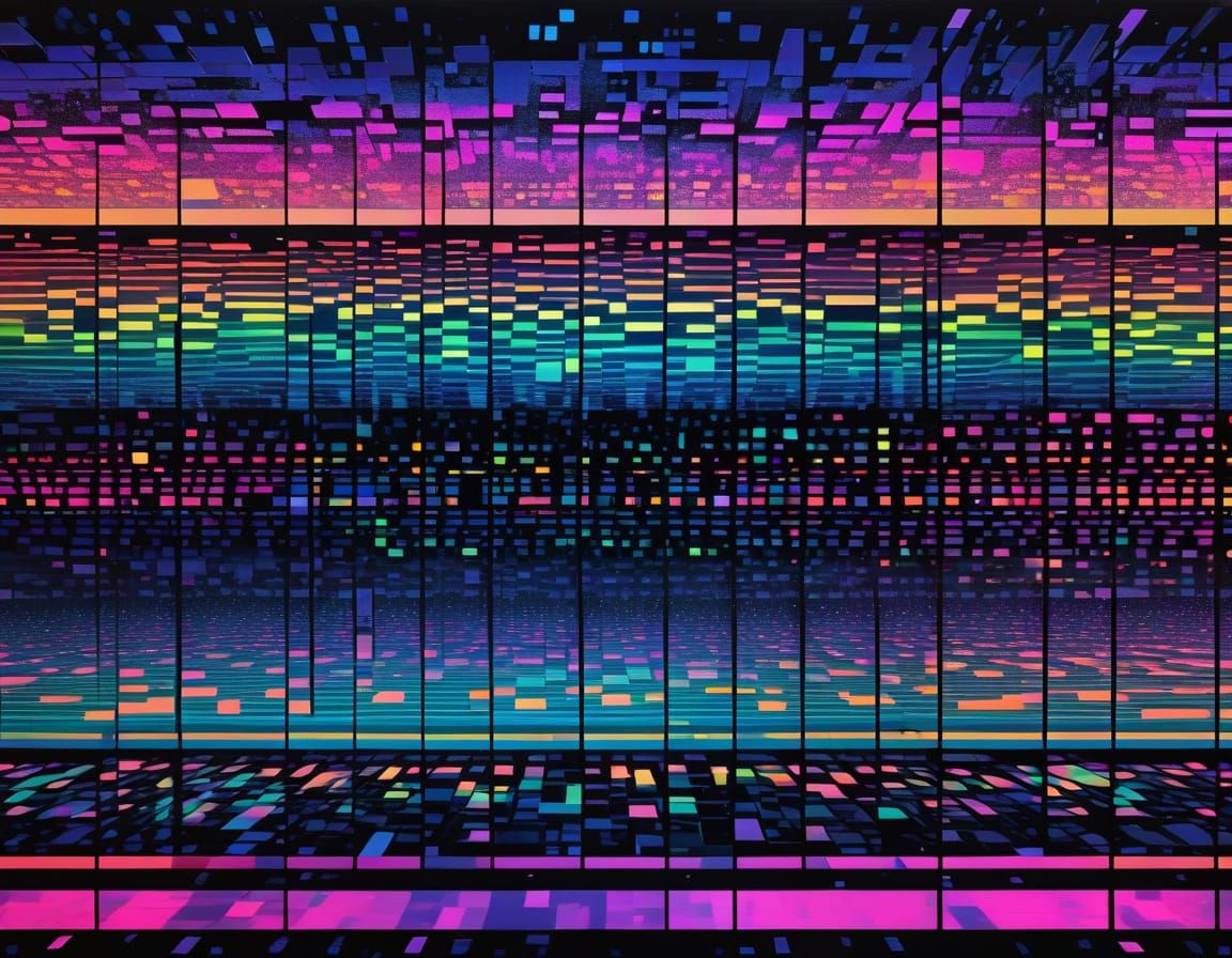 Spectrogram Masterpiece in Neon Op Art Style