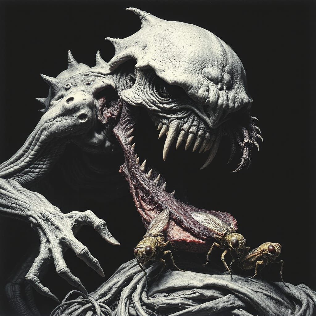 Macabre Monster in Chiaroscuro Drawing