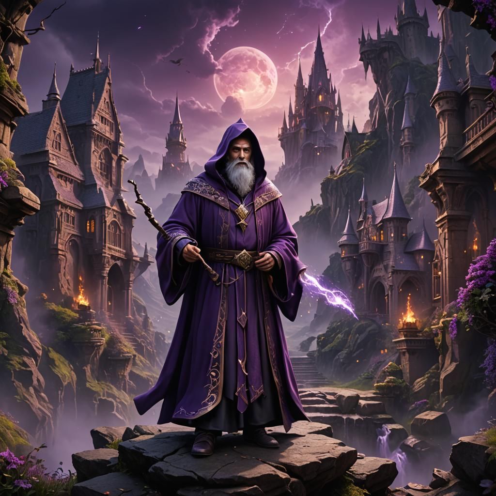 Wizard in Purple Robe: Fantasy Concept Art