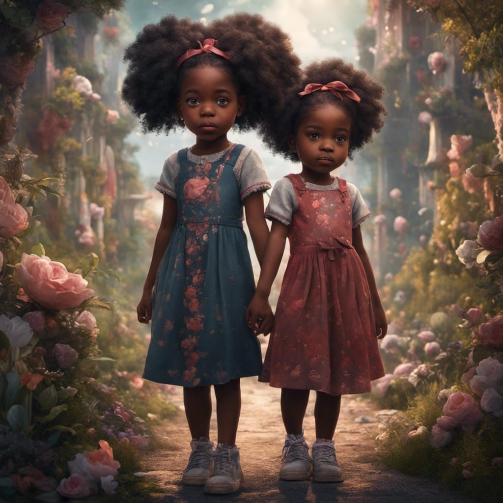 Two Little Girls: A Fantasy Concept Art