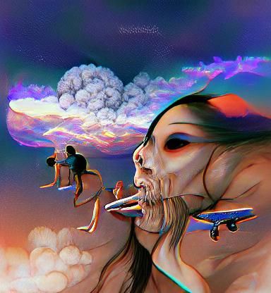 Sky People Face Impending Doom: Expressionist Art