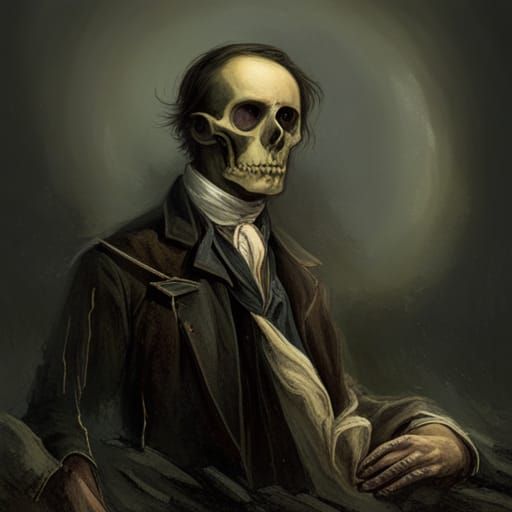 Skeleton Consumed by Darkness in Gothic Horror Style