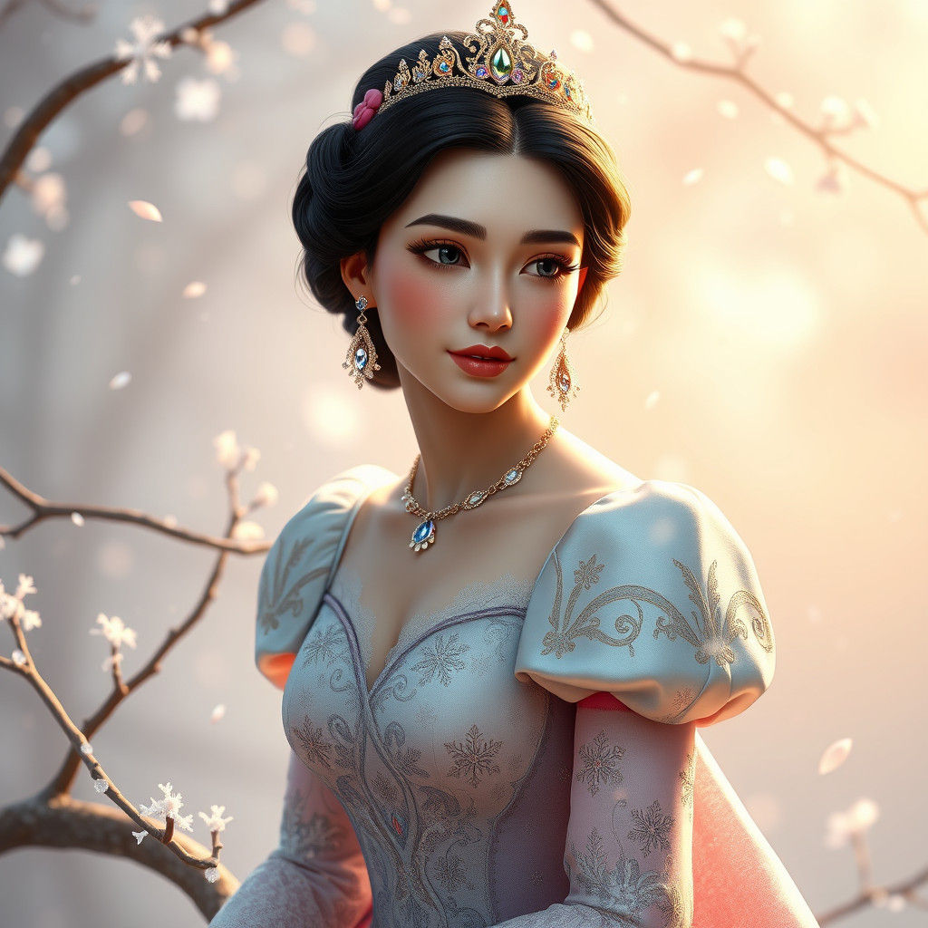 Snow White Portrait in Art Nouveau Style