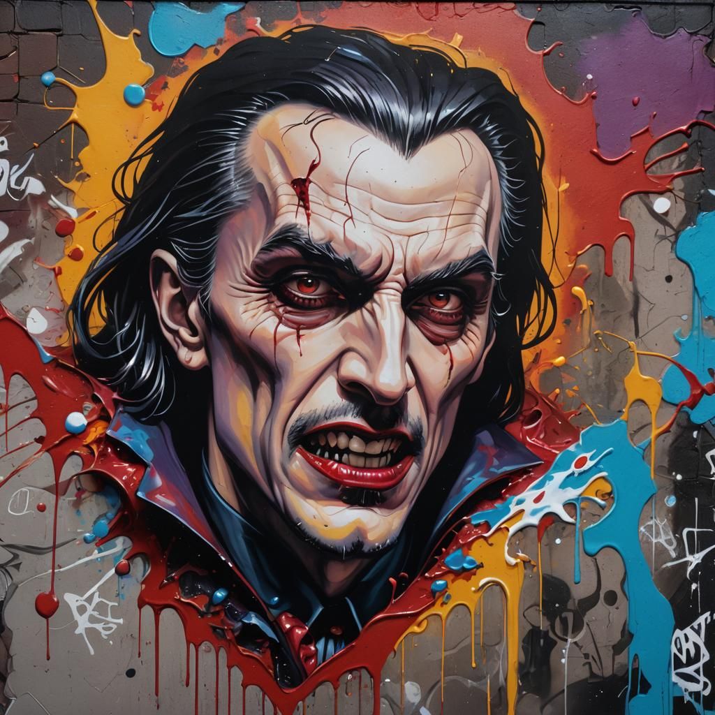 Dracula  graffiti art, splash art, street art, spray paint, ...