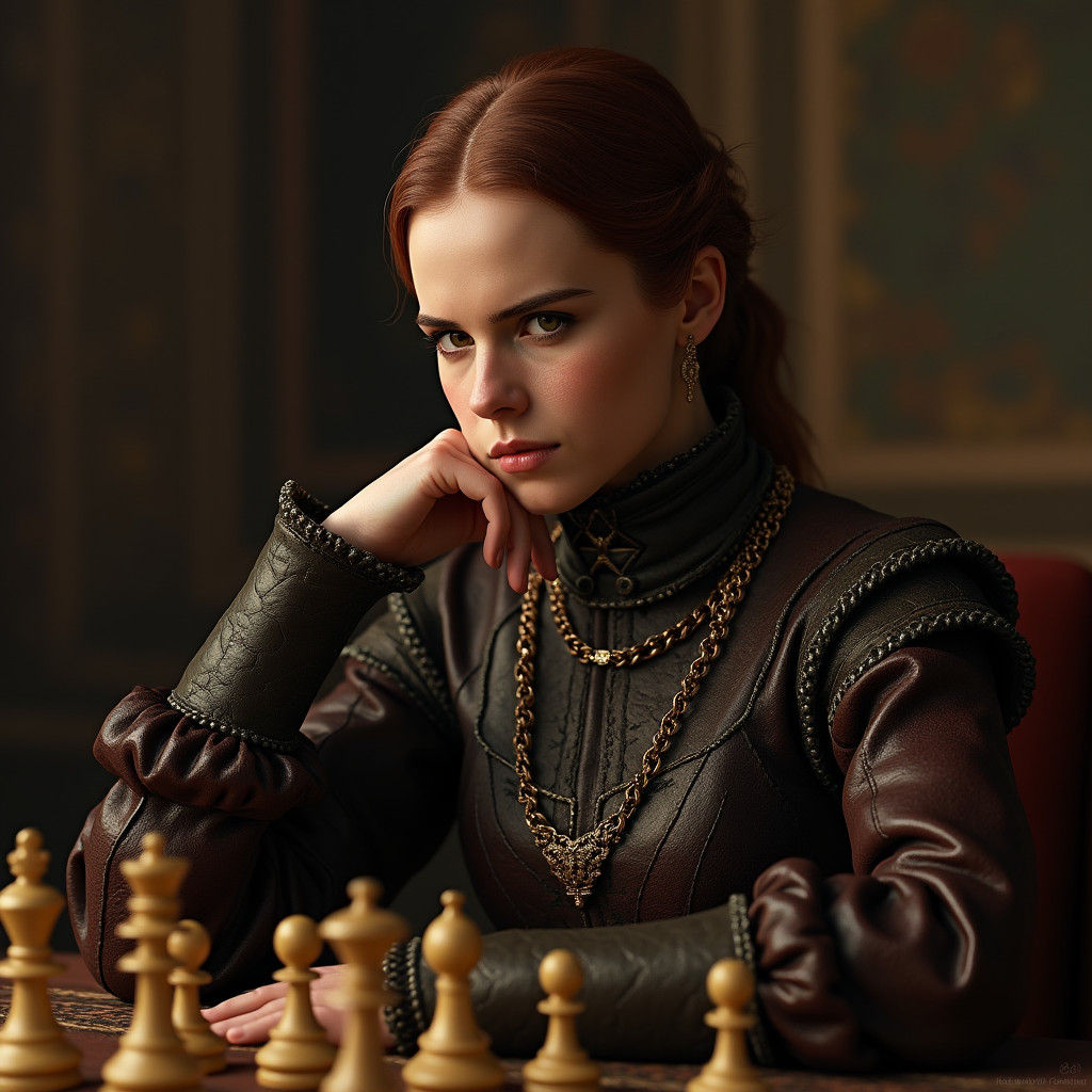 Emma Watson in Renaissance Chess Game Portrait