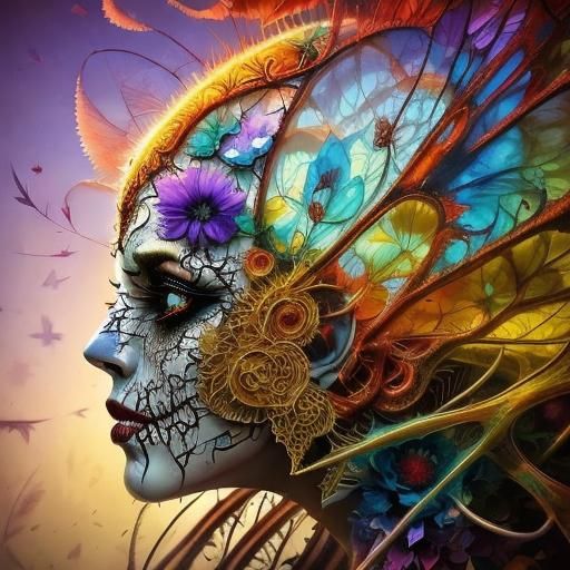 Filigree Face in Abstract Kinetic Art