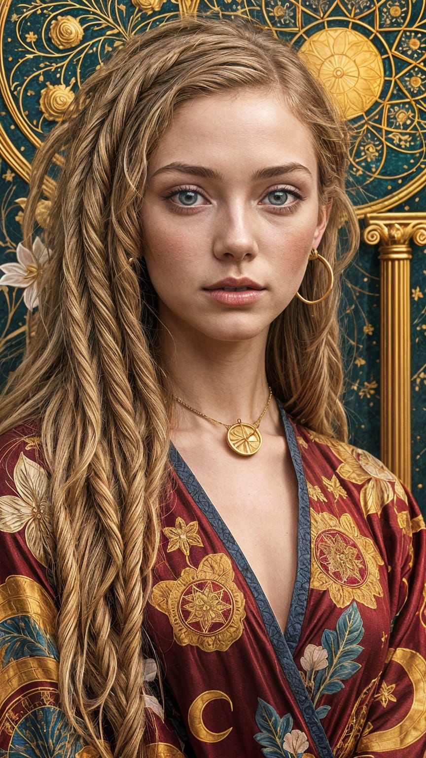 Ethereal Beauty in Art Nouveau Style Portrait