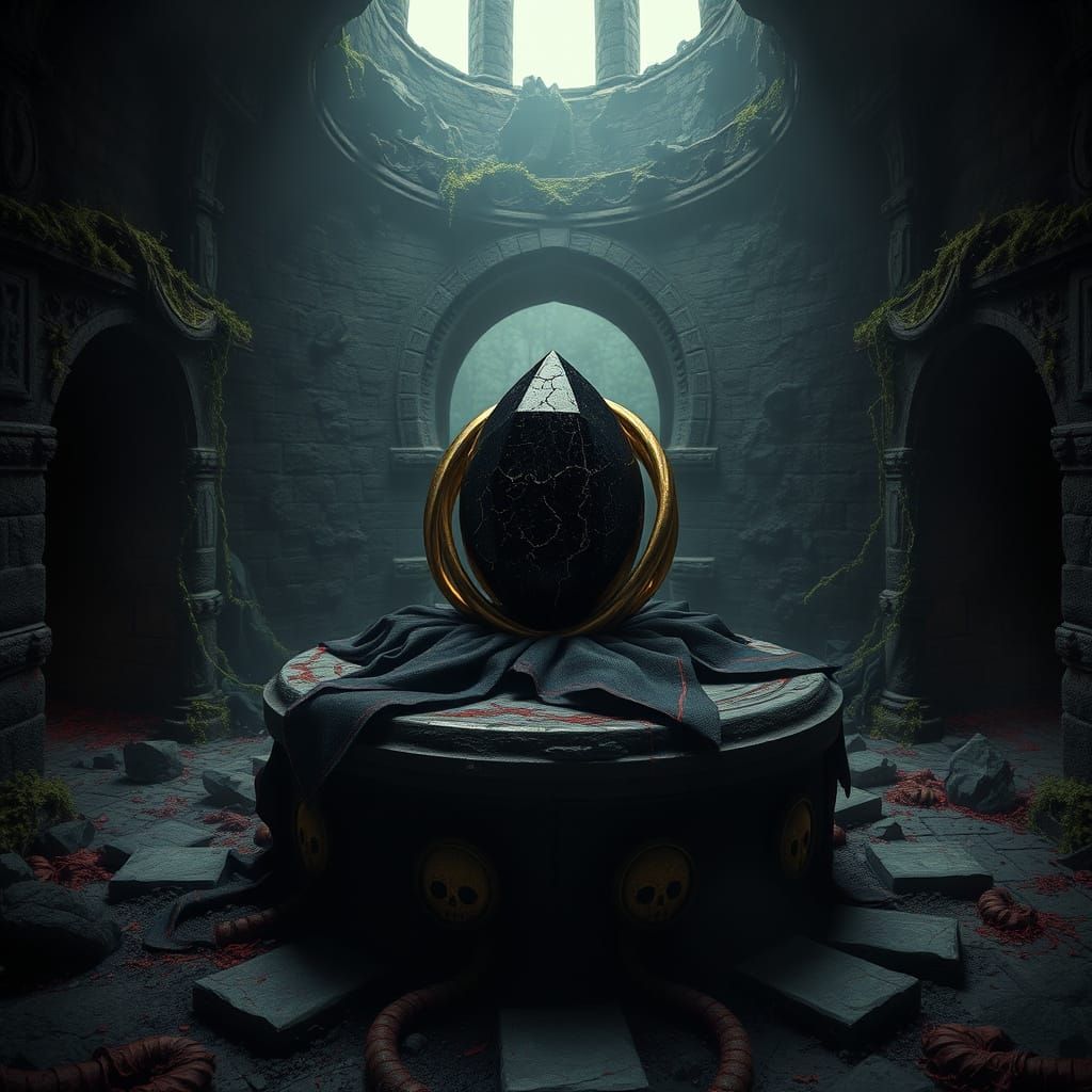 Cracked Golden Ring in Ruined Crypt