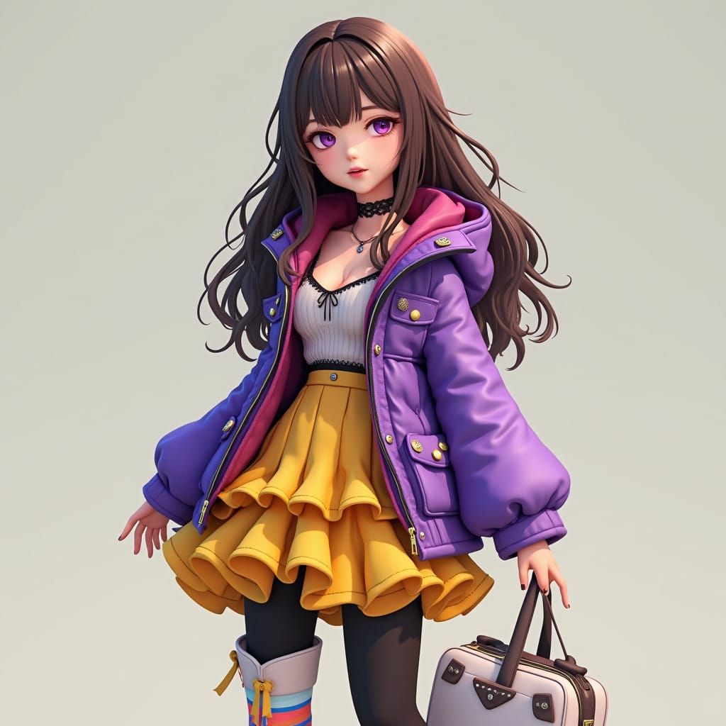 Hyper-Realistic Anime Girl in Vibrant Colors